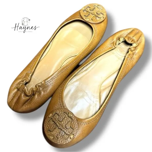 TORY BURCH | Luxury - Reva - Tan Leather Ballet Flats Size 7M {B10}