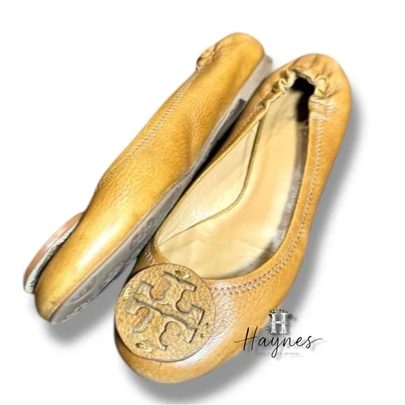 TORY BURCH | Luxury - Reva - Tan Leather Ballet Flats Size 7M {B10}