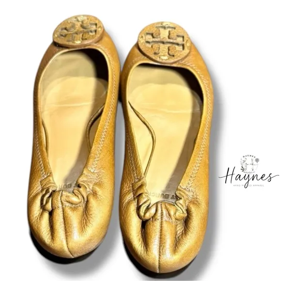 TORY BURCH | Luxury - Reva - Tan Leather Ballet Flats Size 7M {B10}