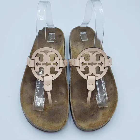 Tory Burch Miller Cloud Thong Sandals 8 Womens Slide On Leather Orange
