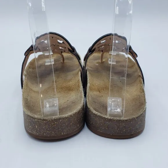 Tory Burch Miller Cloud Thong Sandals 8 Womens Slide On Leather Orange