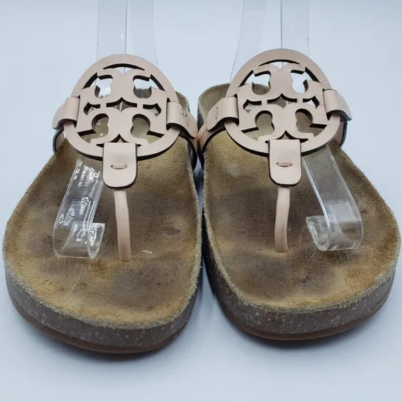 Tory Burch Miller Cloud Thong Sandals 8 Womens Slide On Leather Orange