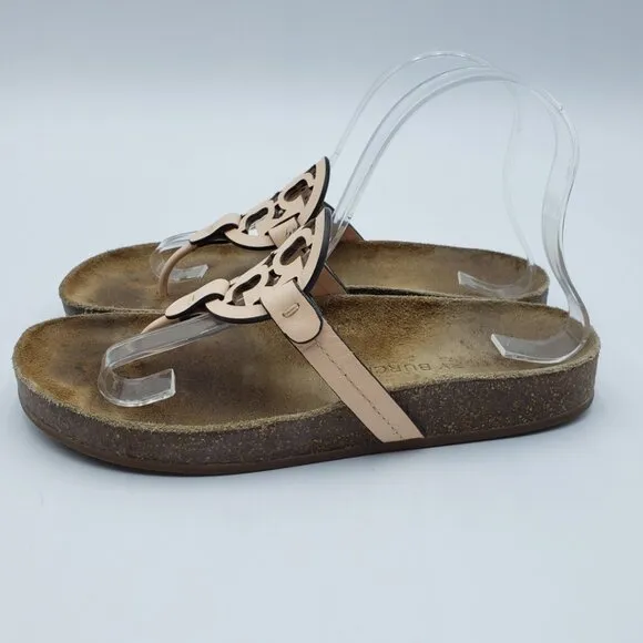 Tory Burch Miller Cloud Thong Sandals 8 Womens Slide On Leather Orange