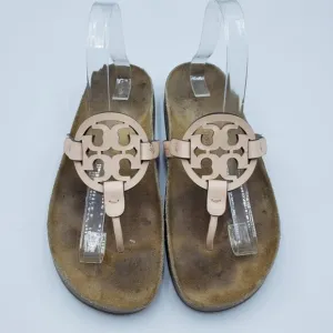 Tory Burch Miller Cloud Thong Sandals 8 Womens Slide On Leather Orange