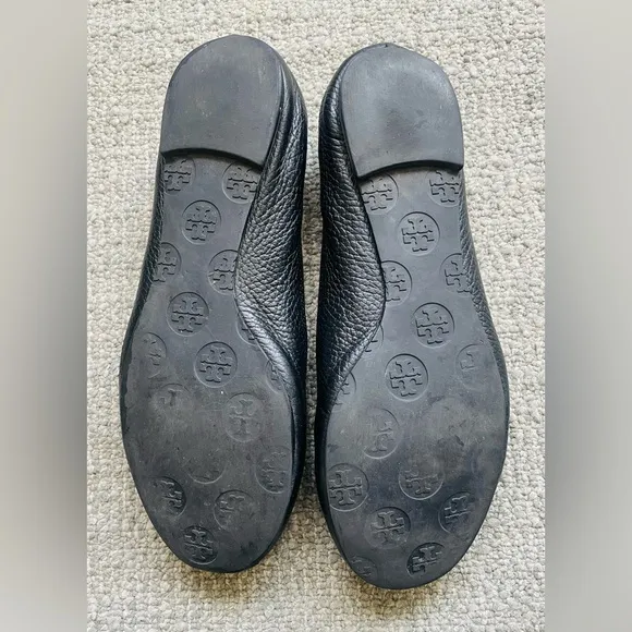 TORY BURCH Minnie Black Ballet Flats With Tory Burch Signature Branding