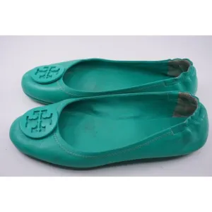 Tory Burch Minnie Sea Foam Green Teal Ballet Flats Women US Sz 8 Business Casual
