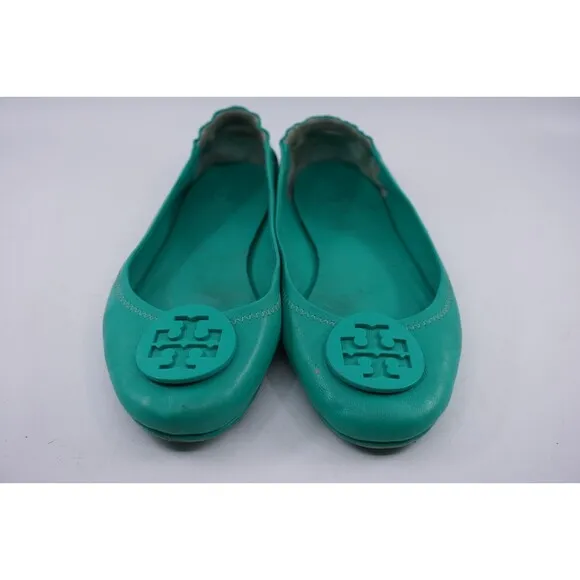 Tory Burch Minnie Sea Foam Green Teal Ballet Flats Women US Sz 8 Business Casual