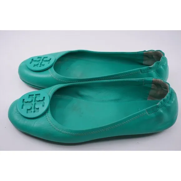 Tory Burch Minnie Sea Foam Green Teal Ballet Flats Women US Sz 8 Business Casual