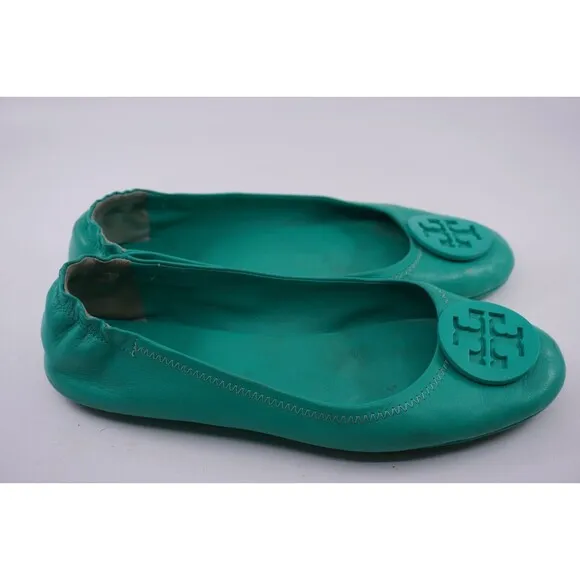Tory Burch Minnie Sea Foam Green Teal Ballet Flats Women US Sz 8 Business Casual