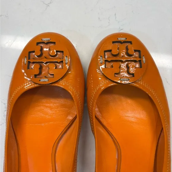 Tory Burch Orange Flats with Signature Logo