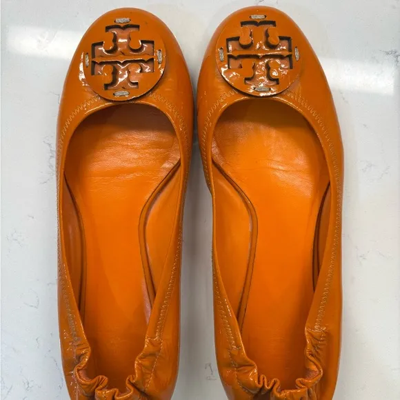 Tory Burch Orange Flats with Signature Logo