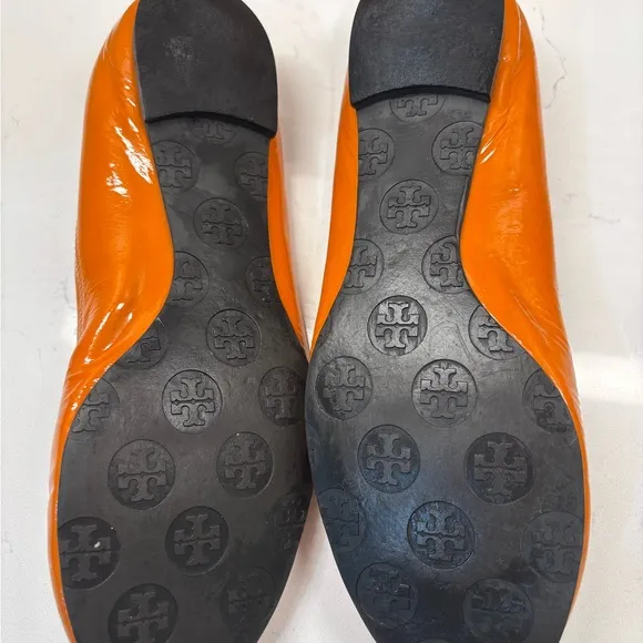 Tory Burch Orange Flats with Signature Logo