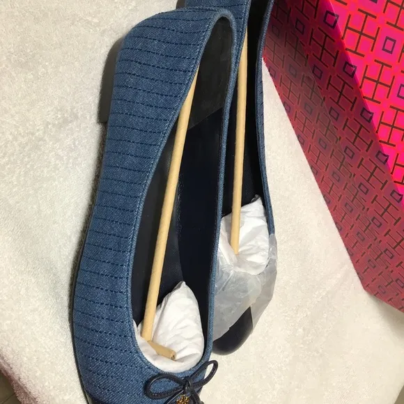 Tory Burch Quilted Bicolor Bow Ballerina Flats Size 11
