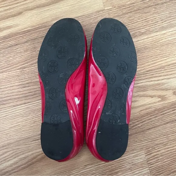 Tory Burch red patent leather ballet‎ flats size 5.5