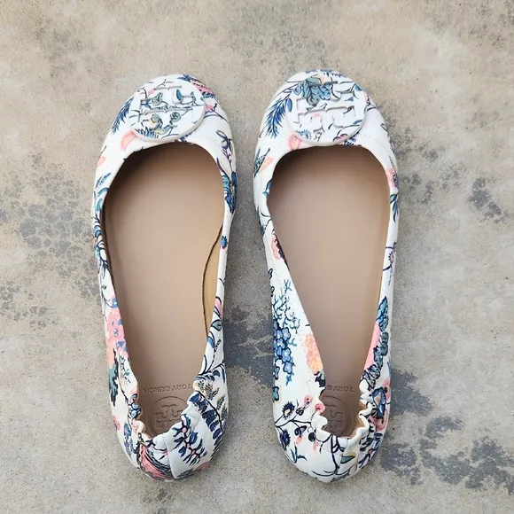 Tory Burch Reva Floral Print Women's Flats Size 7