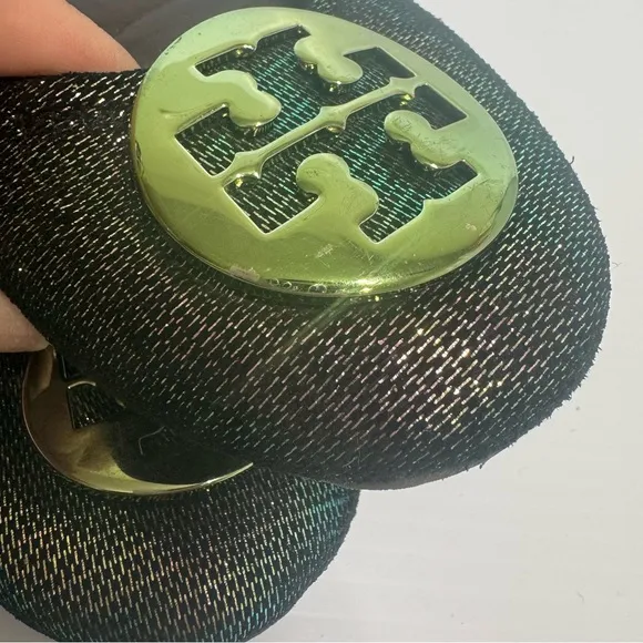Tory Burch Reva Green Mermaid Logo Flats Size 8