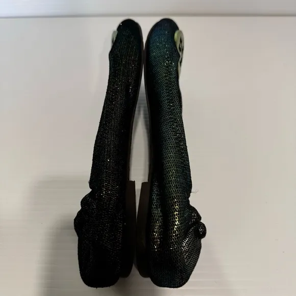 Tory Burch Reva Green Mermaid Logo Flats Size 8