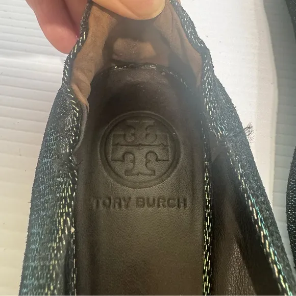 Tory Burch Reva Green Mermaid Logo Flats Size 8
