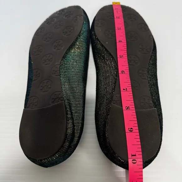 Tory Burch Reva Green Mermaid Logo Flats Size 8
