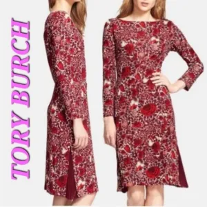 Tory Burch RIA FLORAL-PRINT BOAT-NECK SHEATH DRESS
