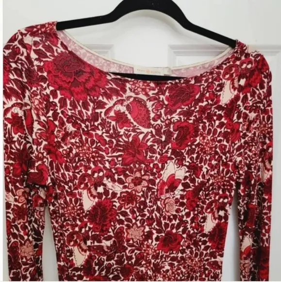 Tory Burch RIA FLORAL-PRINT BOAT-NECK SHEATH DRESS