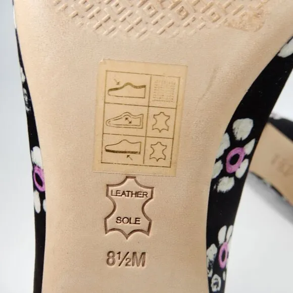 TORY BURCH Rosalind Bow Ballet Flats Size 8.5 Run Small Satin Black Floral NEW