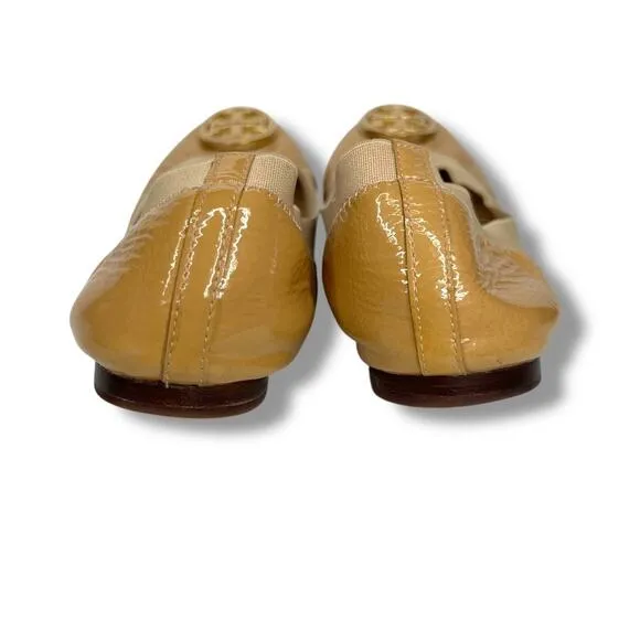 Tory Burch Tan Caroline Nude Ballet Leather Flats 8