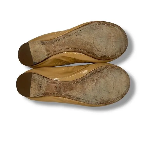 Tory Burch Tan Caroline Nude Ballet Leather Flats 8