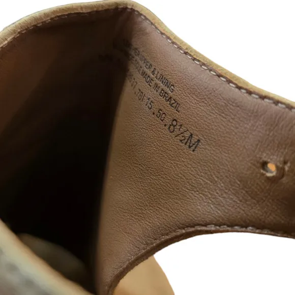 Tory Burch Tan Suede Leather Open Peep Toe Wood Wedge Slingback Heels 8.5