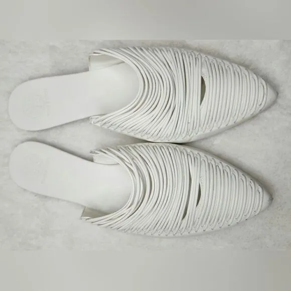 TORY BURCH White Sienna Pointed Toe Slip On Slide Flats size 8M