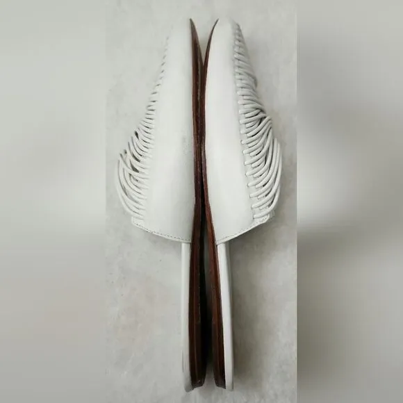 TORY BURCH White Sienna Pointed Toe Slip On Slide Flats size 8M
