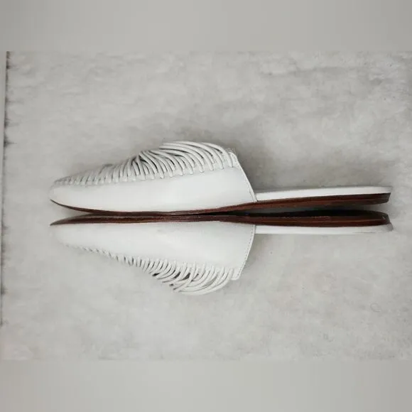 TORY BURCH White Sienna Pointed Toe Slip On Slide Flats size 8M