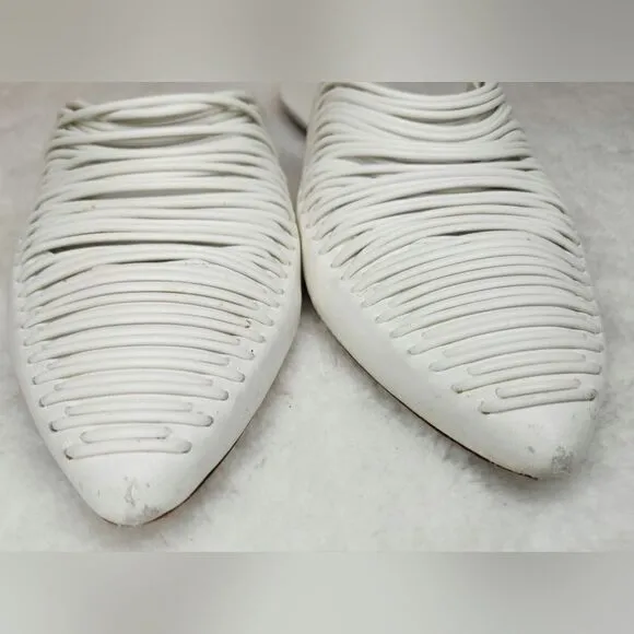 TORY BURCH White Sienna Pointed Toe Slip On Slide Flats size 8M