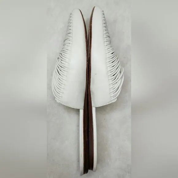 TORY BURCH White Sienna Pointed Toe Slip On Slide Flats size 8M