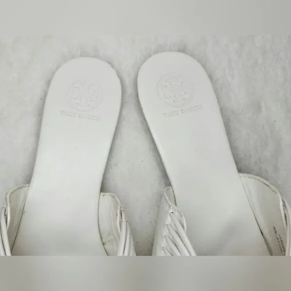 TORY BURCH White Sienna Pointed Toe Slip On Slide Flats size 8M