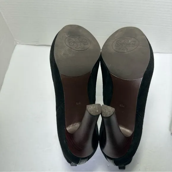 TORY BURCH Women’s Alaina 4” Heel Black Suede Leather Ankle Boots w\Box- Size 8