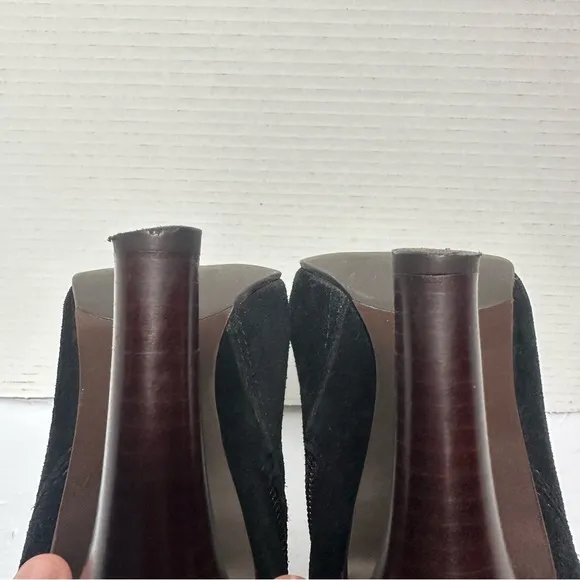 TORY BURCH Women’s Alaina 4” Heel Black Suede Leather Ankle Boots w\Box- Size 8