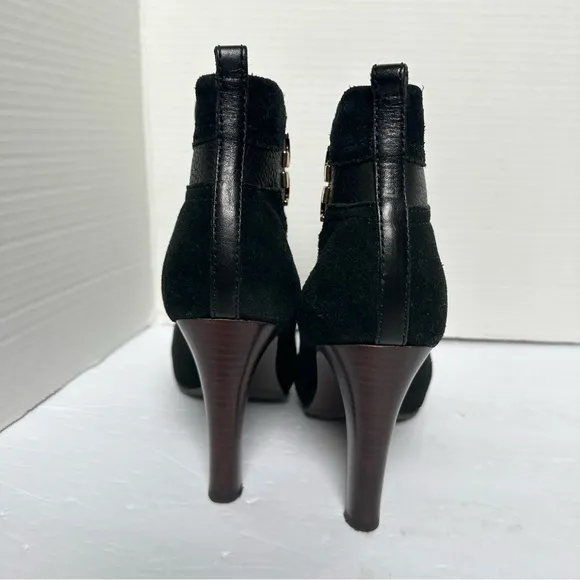 TORY BURCH Women’s Alaina 4” Heel Black Suede Leather Ankle Boots w\Box- Size 8