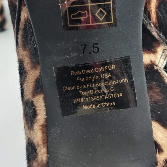 Tory Burch Womens Laila Leopard Printed Calf Hair Side Zip Ankle Bootie 7.5M