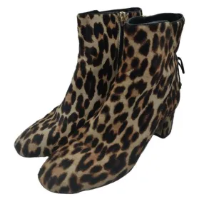 Tory Burch Womens Laila Leopard Printed Calf Hair Side Zip Ankle Bootie 7.5M