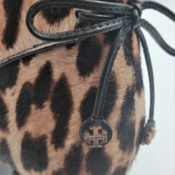 Tory Burch Womens Laila Leopard Printed Calf Hair Side Zip Ankle Bootie 7.5M
