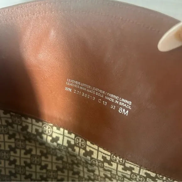 Tory Burch Women’s Leather Calf High Riding Boots Gold Tone Metal Logo Side Zip