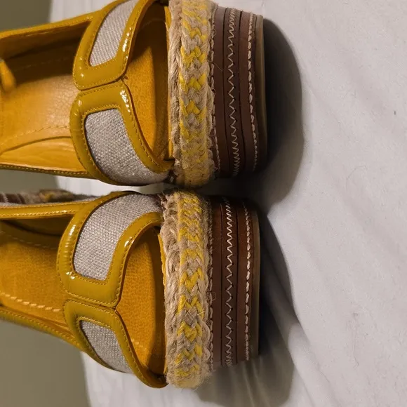 Tory Burch Yellow and Cream Wedges with Espadrille Detail