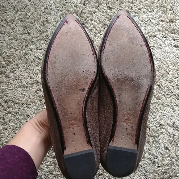 Trask Brown Tan Ria Pointed Leather Suede Flats