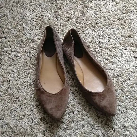 Trask Brown Tan Ria Pointed Leather Suede Flats
