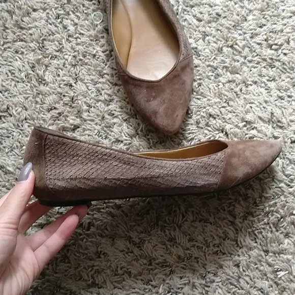 Trask Brown Tan Ria Pointed Leather Suede Flats