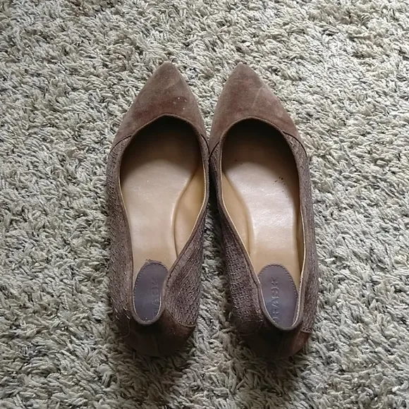 Trask Brown Tan Ria Pointed Leather Suede Flats