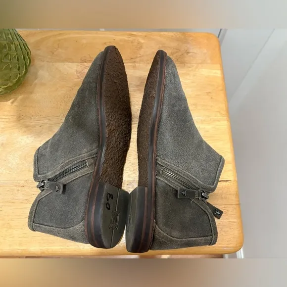 Trask Women’s Ankle Boots Premium Distressed Italian Suede Size 6 Gray Side Zip