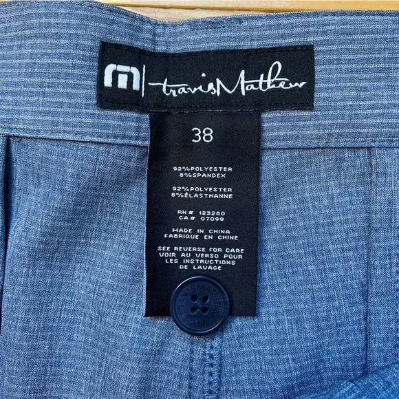 Travis Mathew Rock The Boat Golf Shorts Mens Sz 36 Blue Striped 11&quot; inseam