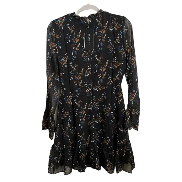 Trendyol Black Flowered Dress‎